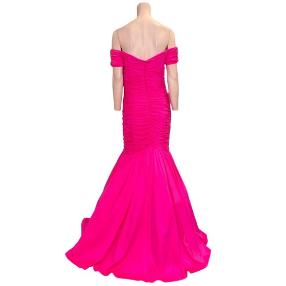 Colors Off Shoulder Mermaid Style Evening Gown Hot Pink Size 8 NWT - Picture 2 of 2